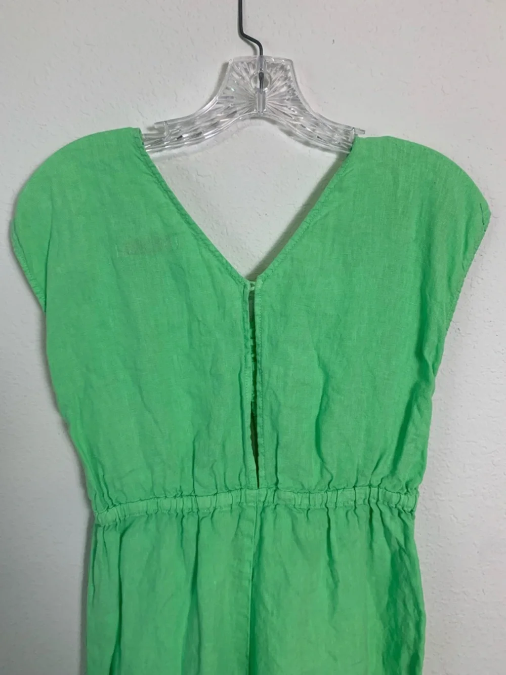Zara Bright Green Girls' One-Piece Linen Romper Size 13-14 Preppy Coastal Summer